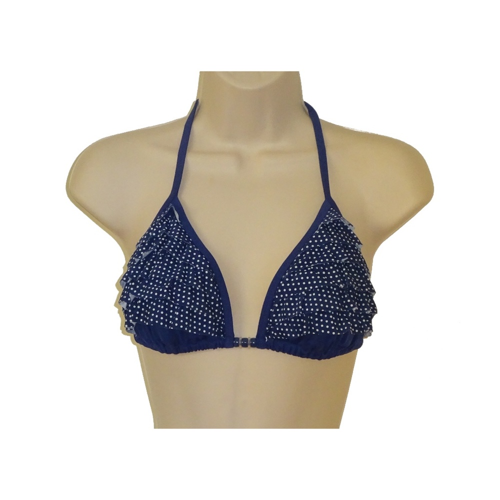 Marie Meili blue polka dot triangle bikini top S